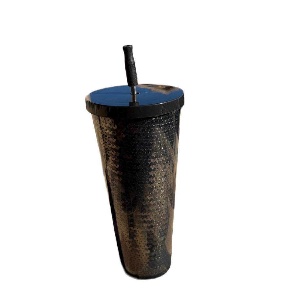 Starbucks Bling & sparkles silver & black sequins tumbler cold cup 24 oz - Picture 9 of 14
